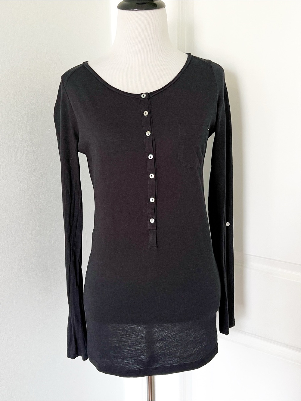 United Colors Of Benetton Black Long-Sleeve Henley Top